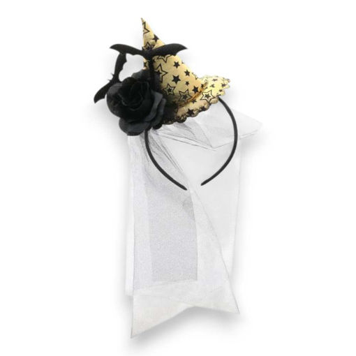 Picture of HAT WITH VEIL HEADBAND GOLD